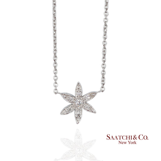 18K(750) White Gold Natural Diamond Pendant Necklace with Chain