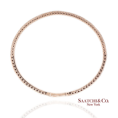 14K (585) Solid Rose Gold Flexible Natural Diamond Bangle Tennis Bracelet