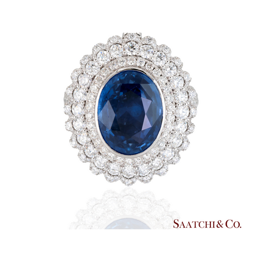 18k (750) White Gold Convertible Ring in Natural Sapphire and Natural Diamond