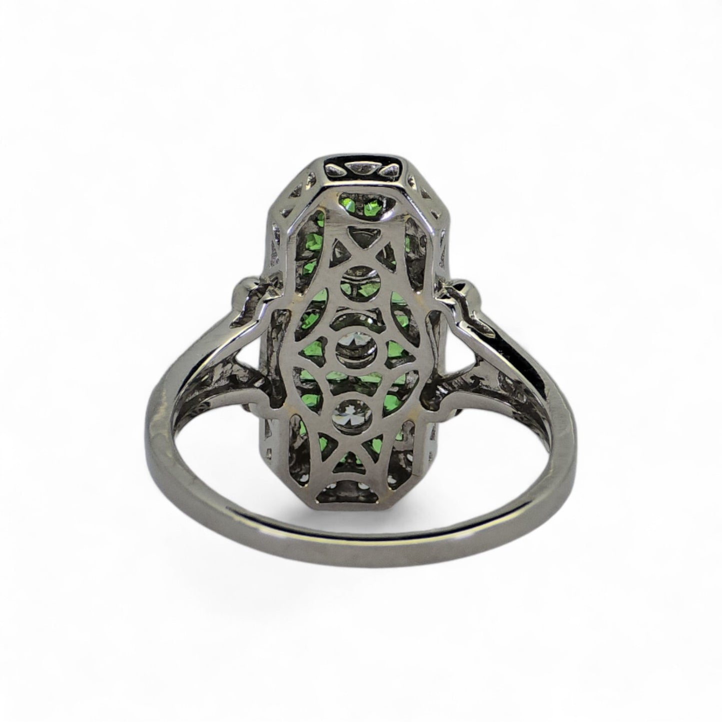 1 Ct Tsavorite & 0.55 Ct Natural Diamond - Platinum (950), Ring - Size 7 - 5.41g