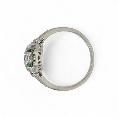 1 Ct Tsavorite & 0.55 Ct Natural Diamond - Platinum (950), Ring - Size 7 - 5.41g