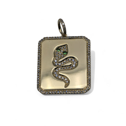 Snake Pendant Natural VVS Diamond & Natural Tsavorite 14k (585) Yellow Gold