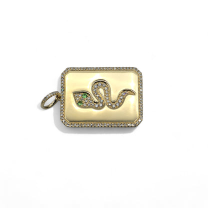 Snake Pendant Natural VVS Diamond & Natural Tsavorite 14k (585) Yellow Gold