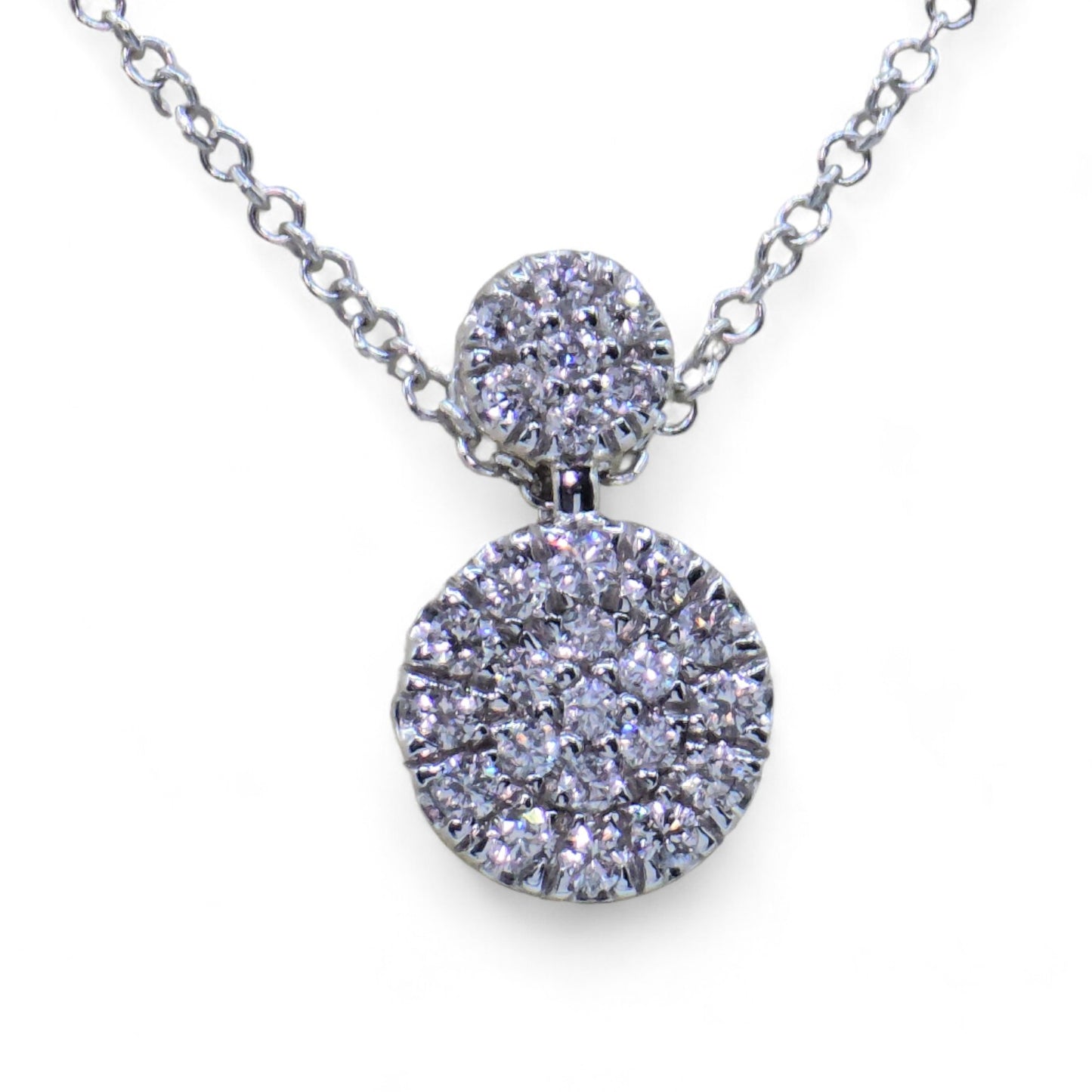 14K (585) White Gold - Natural VVS Diamond: Round Pendant With Chain