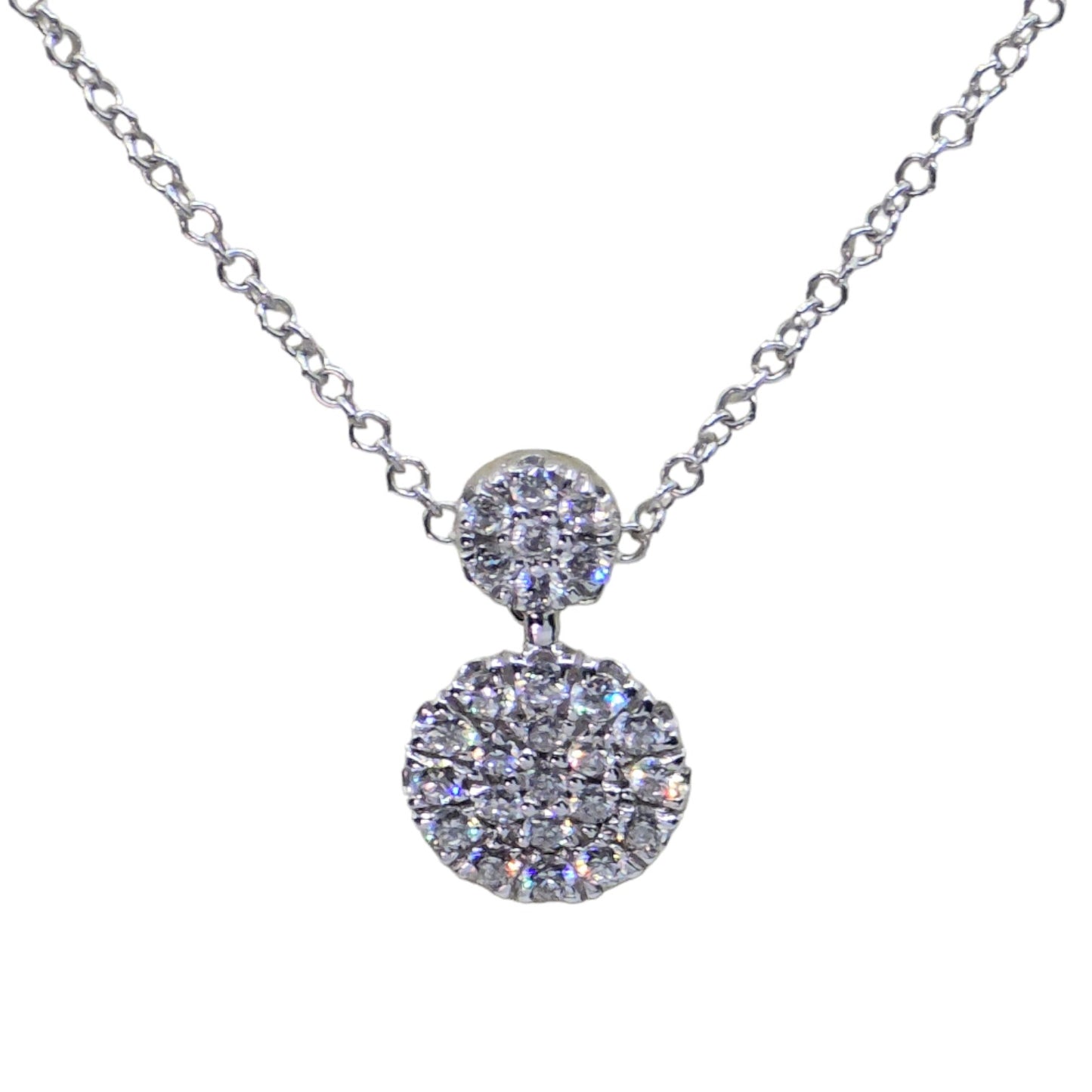 14K (585) White Gold - Natural VVS Diamond: Round Pendant With Chain