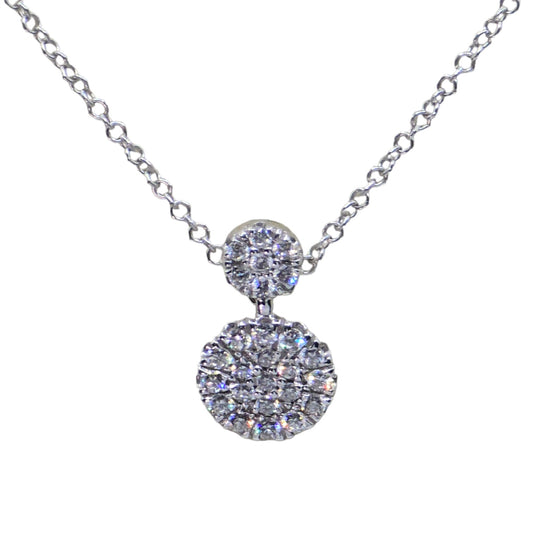 14K (585) White Gold - Natural VVS Diamond: Round Pendant With Chain