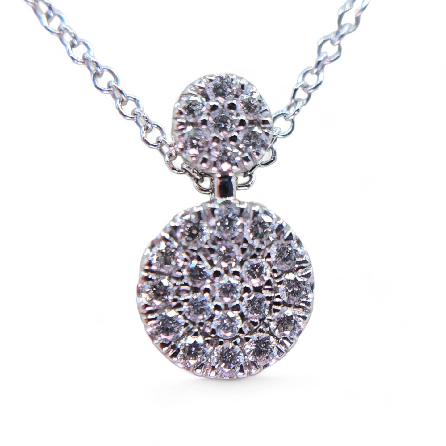 14K (585) White Gold - Natural VVS Diamond: Round Pendant With Chain