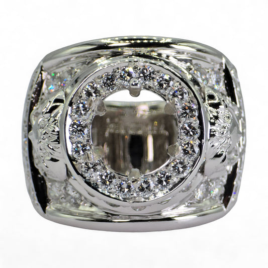 Gianni Versace 18K White Gold Natural VVS Diamond - Well Made Ring Mount