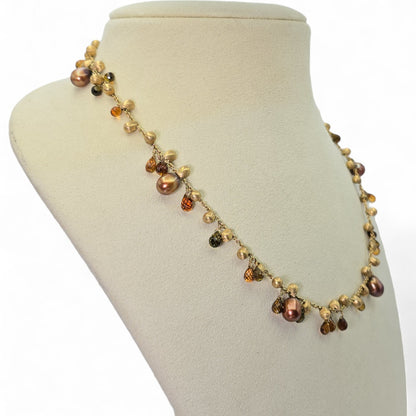 MARCO BICEGO - Neclace - 18K Yellow Gold: Pearl & Multi Color Natural Gemstone