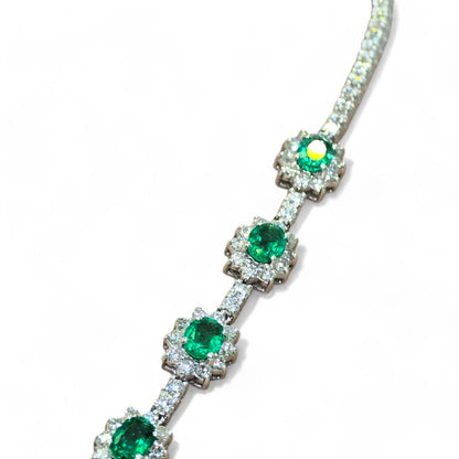 Tennis Diamond Emerald Necklace