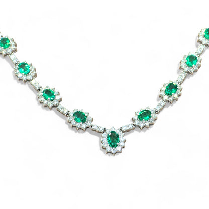 Tennis Diamond Emerald Necklace