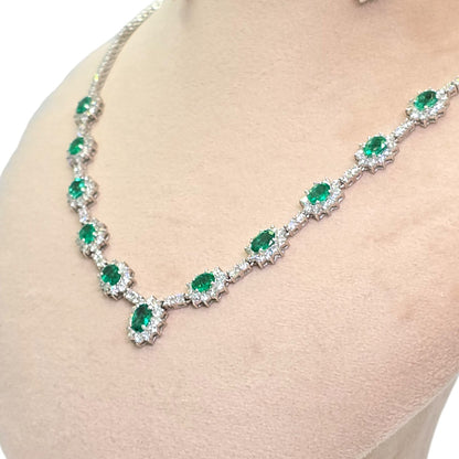 Tennis Diamond Emerald Necklace