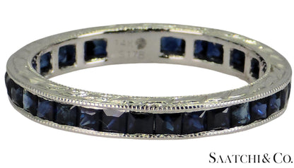 Vintage 14K White Gold Ring: 1.65 Ct Natural Sapphire, Elegant Design