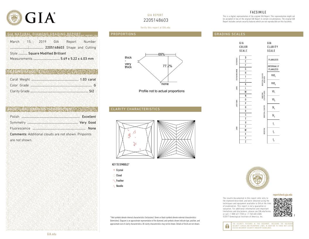 18K White Gold Natural Brilliant Diamond Solitaire GIA Ring