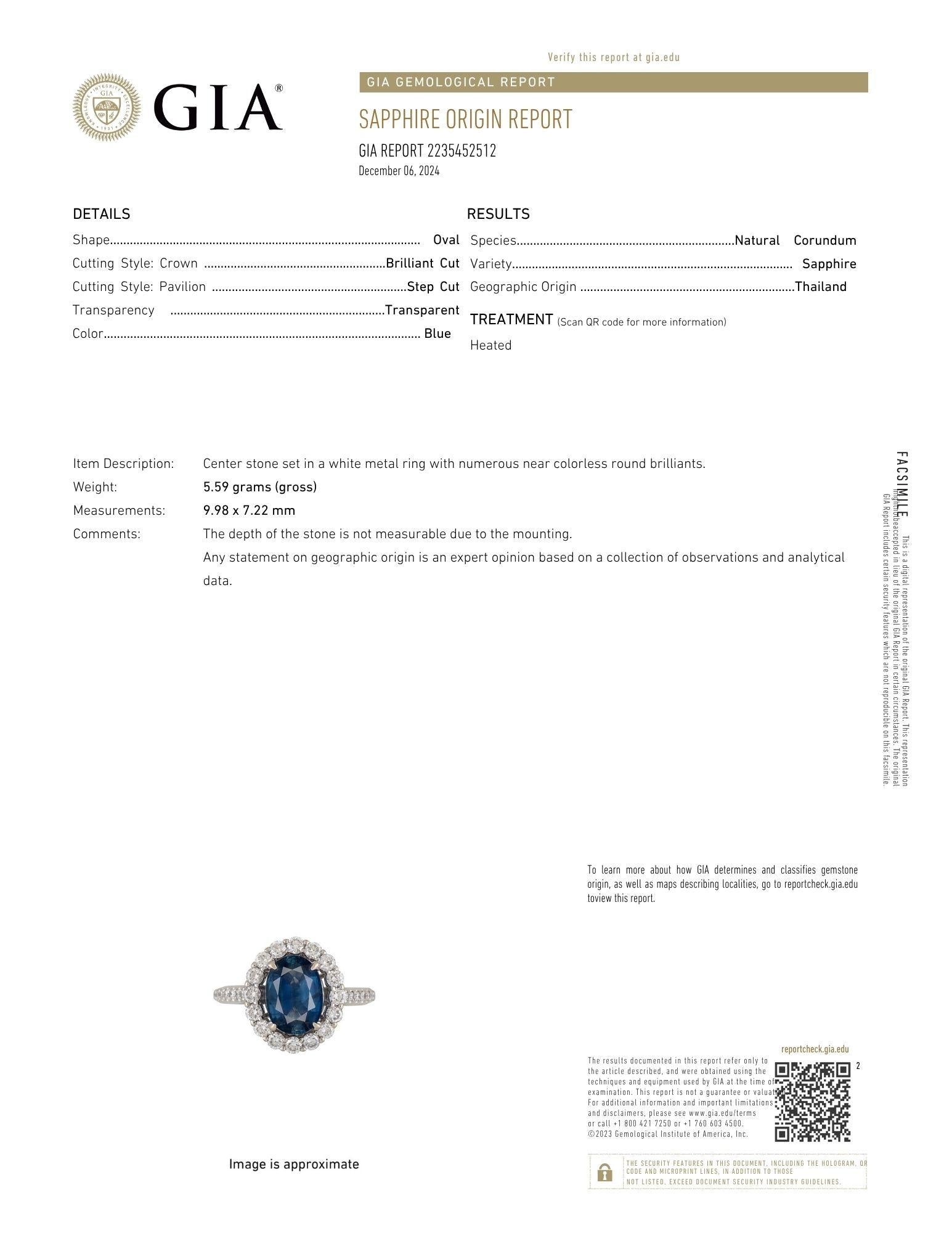 18K White Gold Natural Sapphire and Diamond Ring