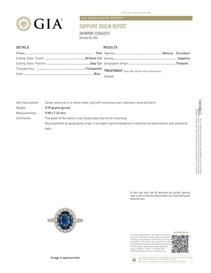 18K White Gold Natural Sapphire and Diamond Ring