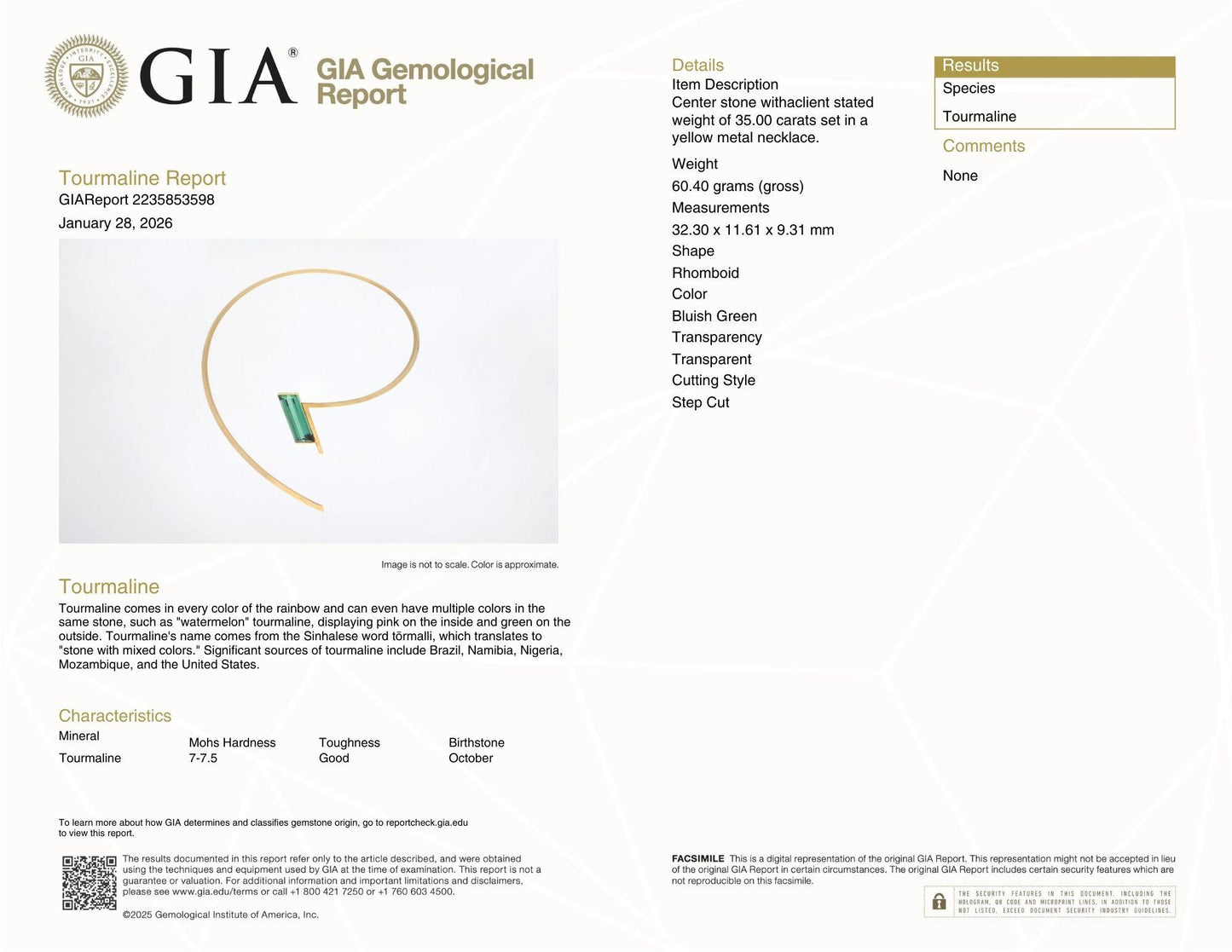 18k (750) Yellow Gold Stylish Tourmaline Necklace