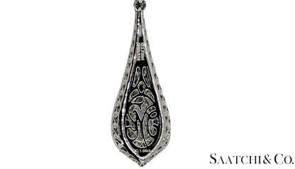 GIA Certified Diamond and Natural Sapphire in Platinum 950 Elegant Necklace
