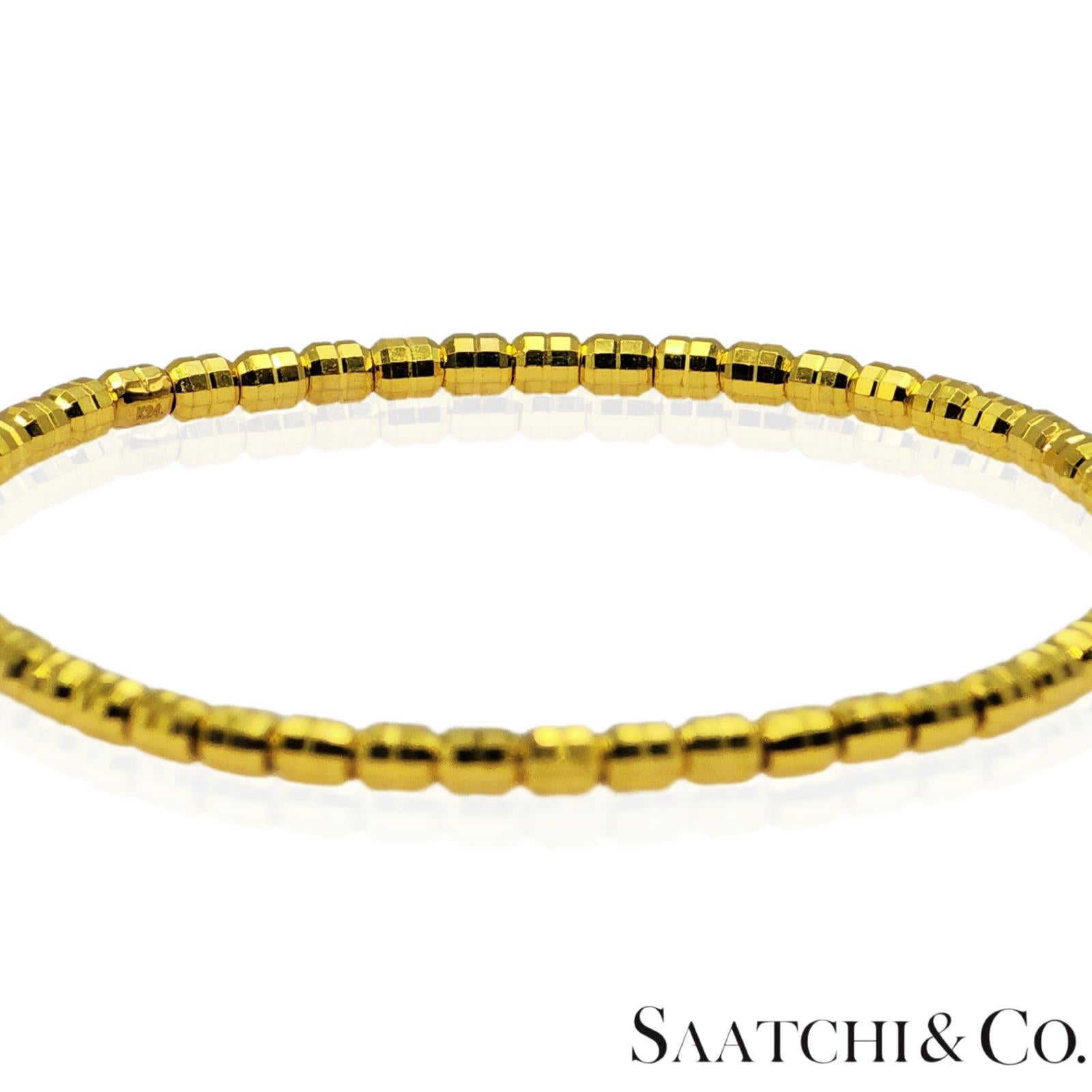 24K Yellow Gold 7.12 Grams Stretchable Elastic Bracelet.