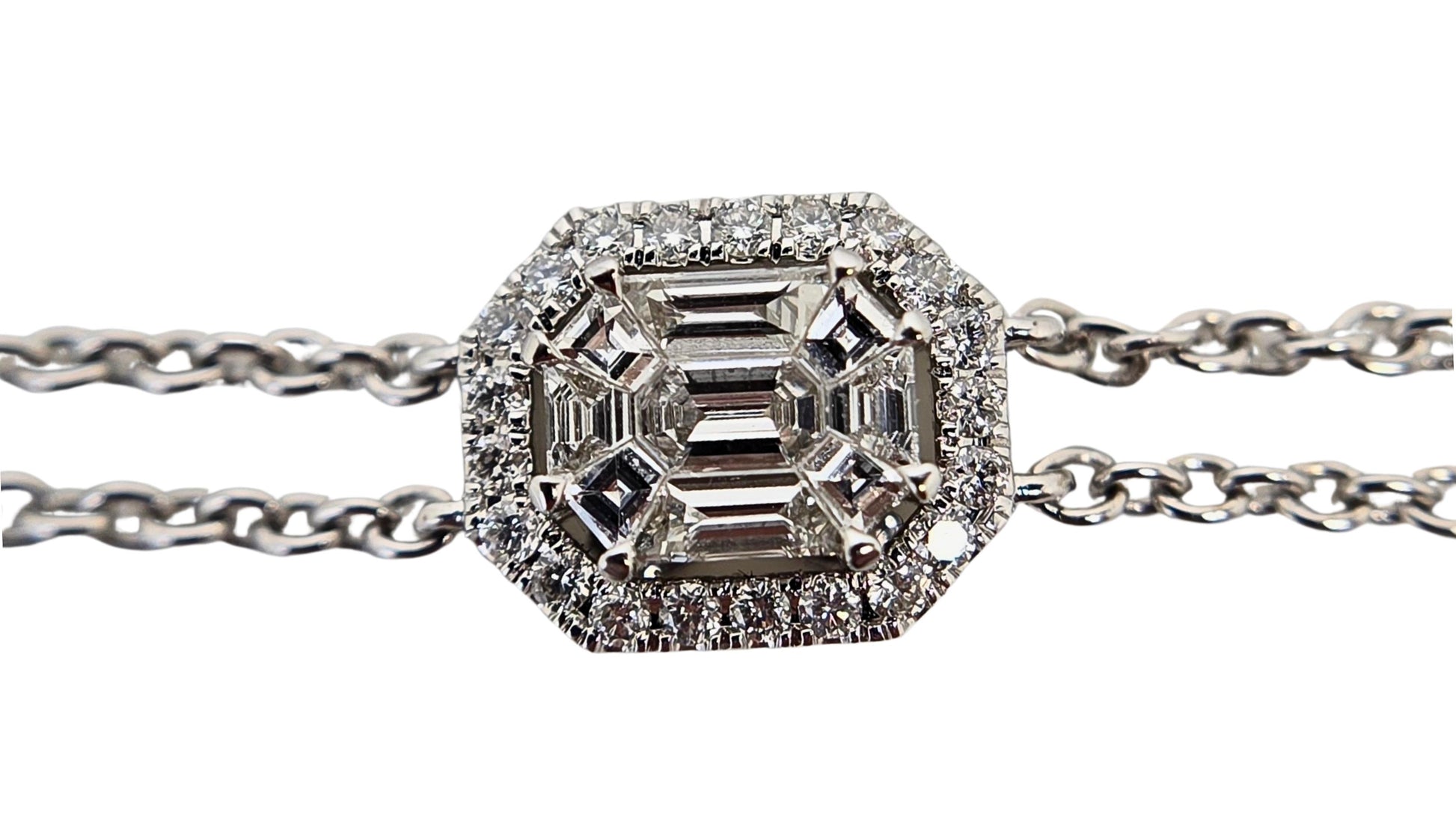 Elegant 18K White Gold Bracelet with 1 Ct Natural White Diamonds, 5 grams