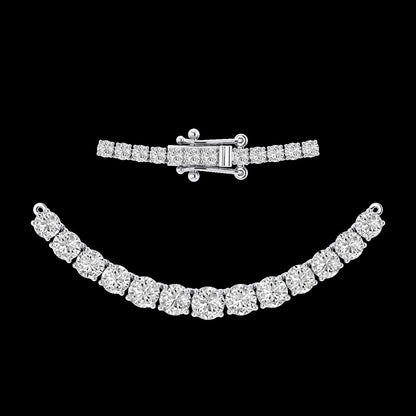 14K White Round Diamond Riviera Necklace