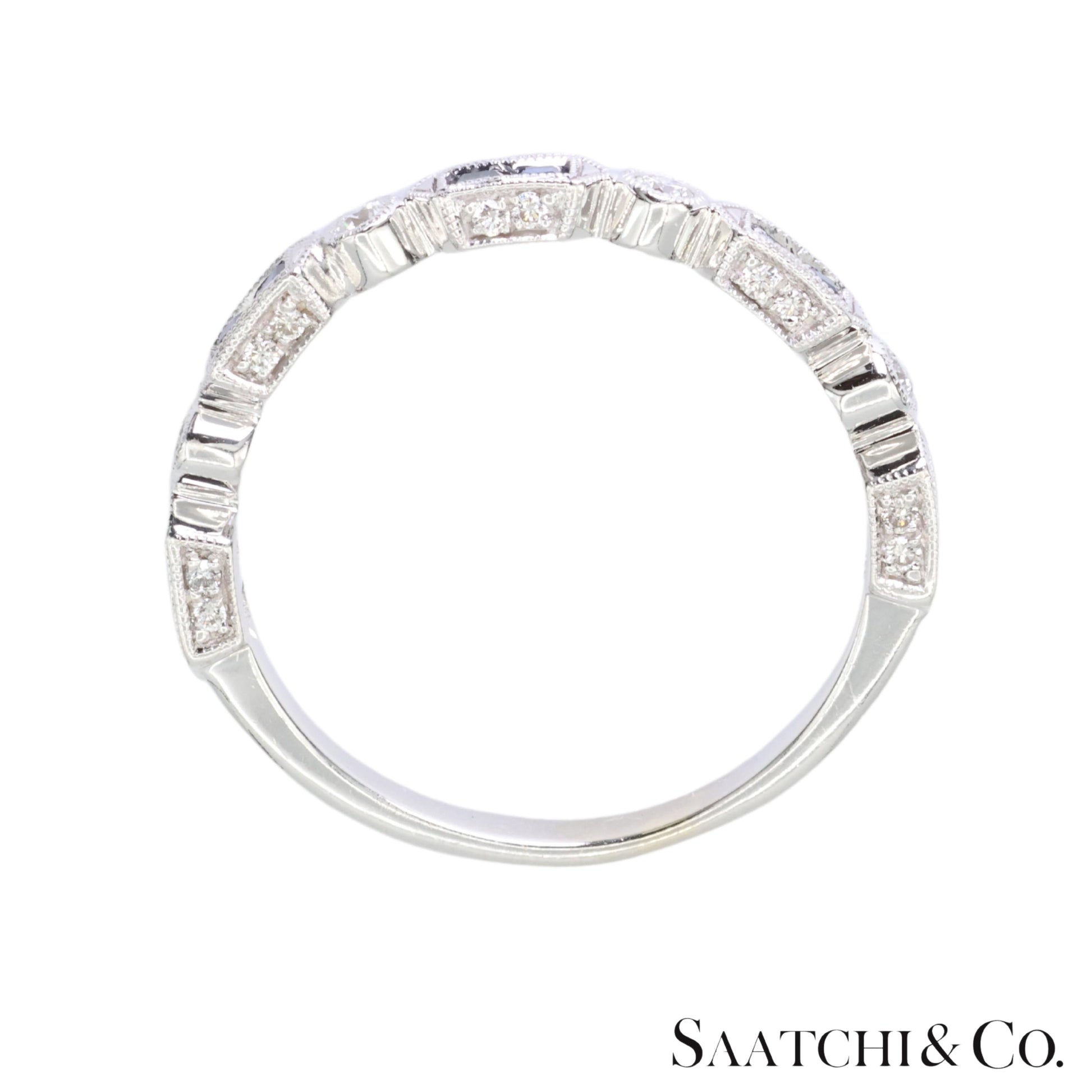 14k (585) White Gold Natural Diamond and Sapphire Band Size 8