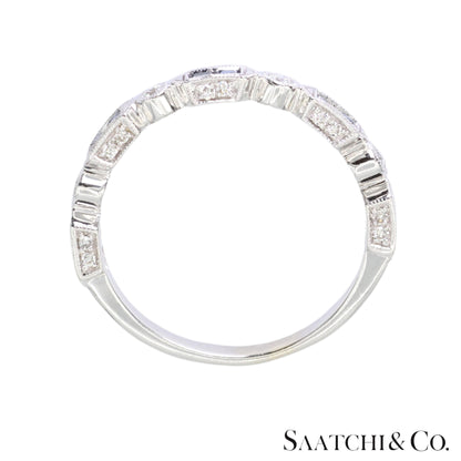 14k (585) White Gold Natural Diamond and Sapphire Band Size 8