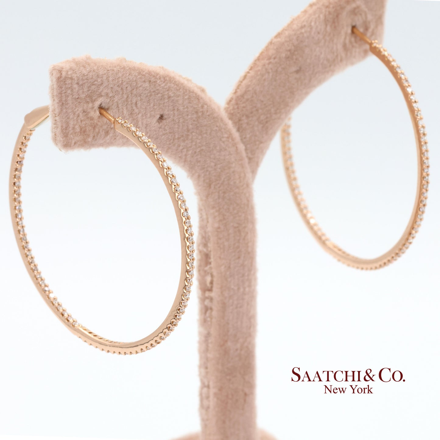 18k (750) Rose Gold Natural Diamond Hoop Earrings