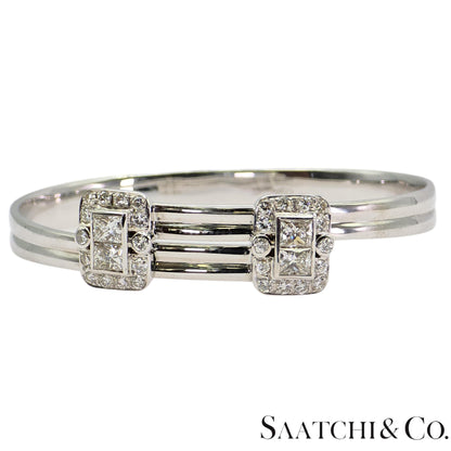 18K (750) White Gold Adjustable Bangle Natural White VVS-VS Diamond