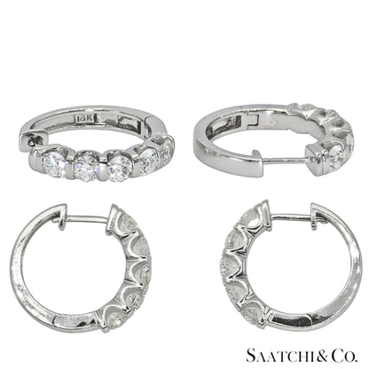 Natural Diamond Hoop Earrings 14K (585) White Gold
