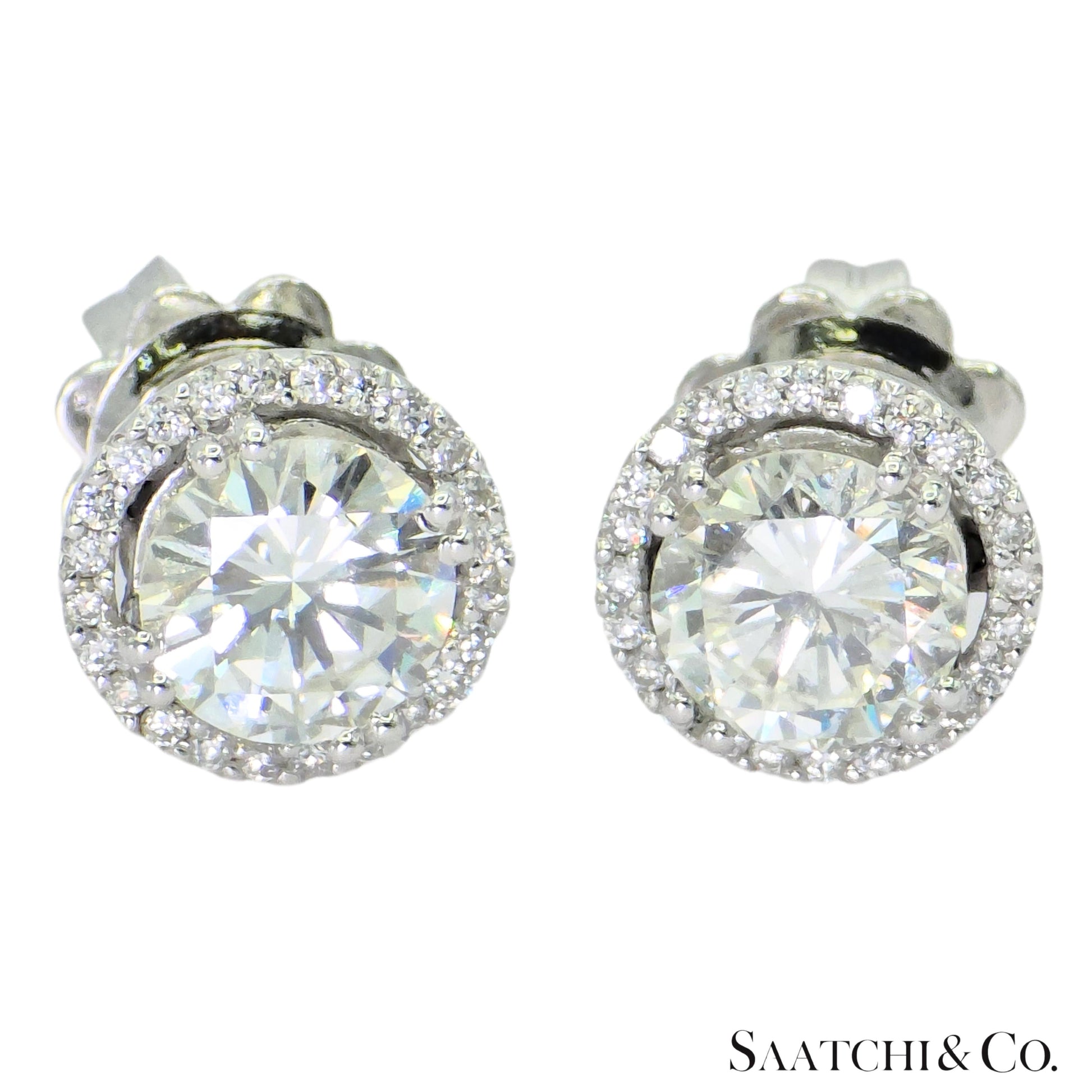 GIA Hilo Stud Natural Diamond Earring White 18k Gold
