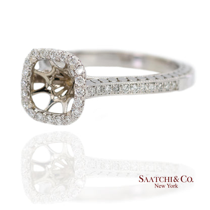 14K (585) White Gold Natural Brilliant Diamond Semi Mount Ring Size 7