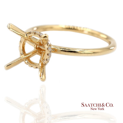 18K(750) Yellow Gold Natural Brilliant Diamond Mounting Ring