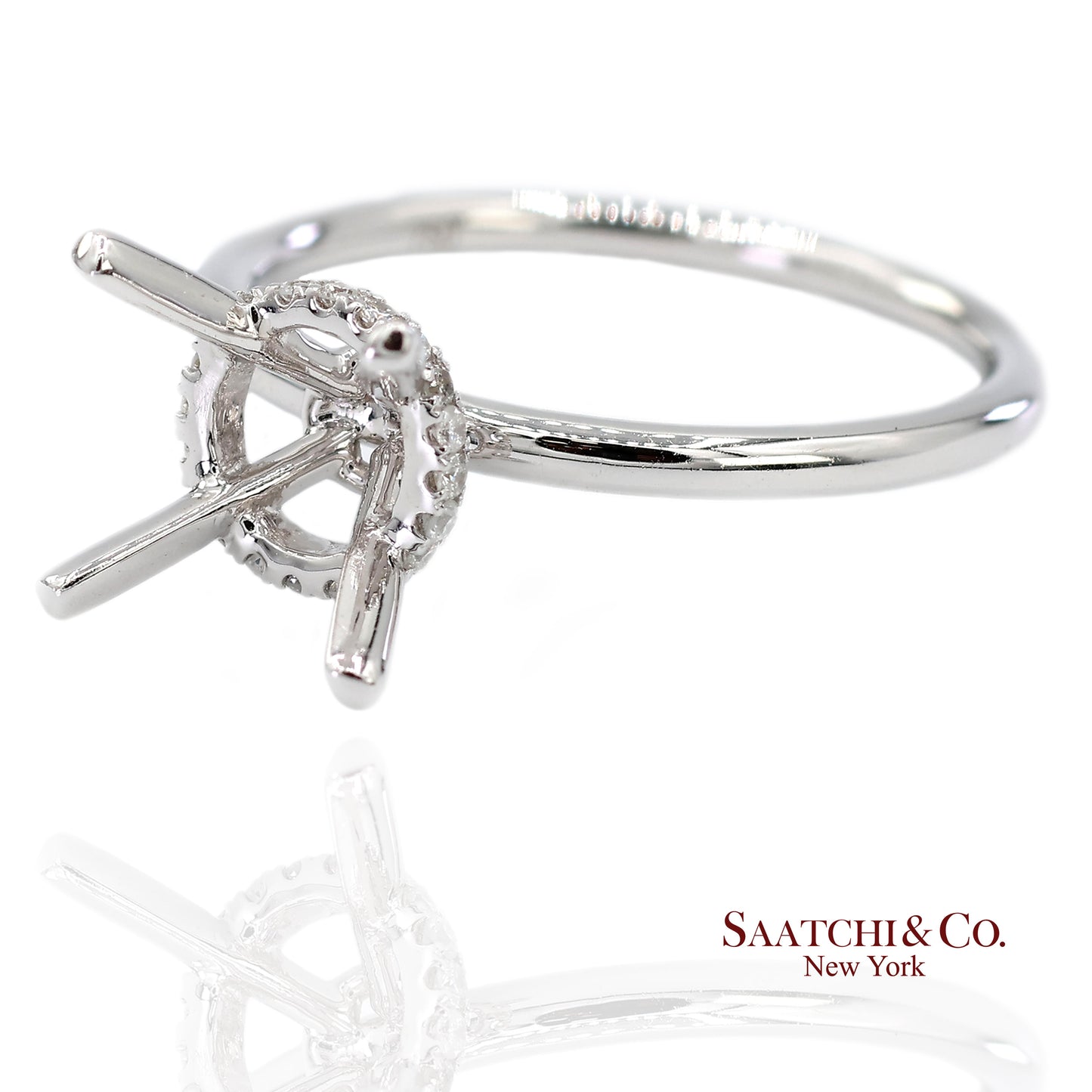 18K(750) White Gold Natural Brilliant Diamond Mounting Ring