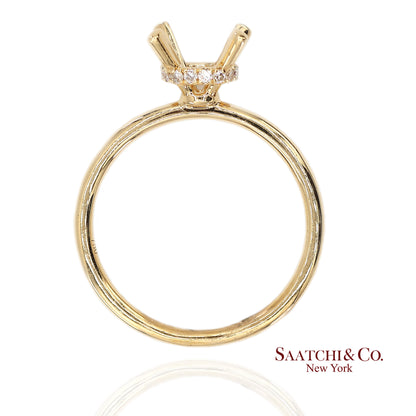 18K(750) Yellow Gold Natural Brilliant Diamond Mounting Ring