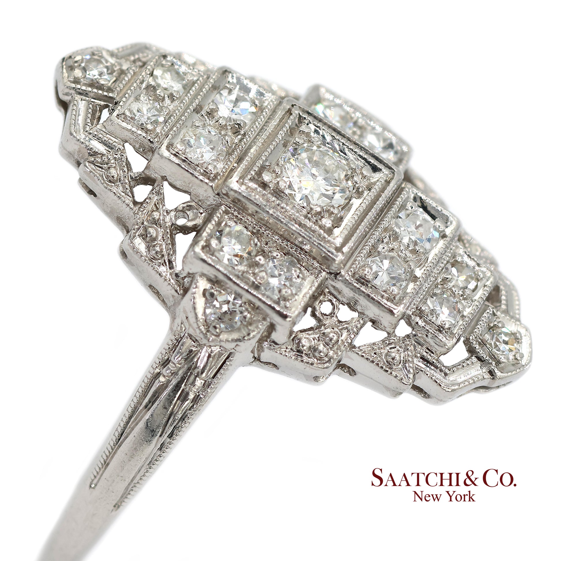 Vintage Platinum (950) Natural Diamond Old Cut Ring