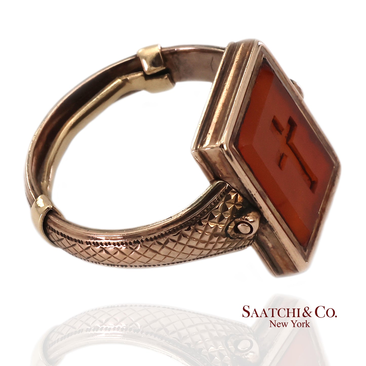 10K Yellow Gold Victorian Braided Mourning Quartz Hair Ring