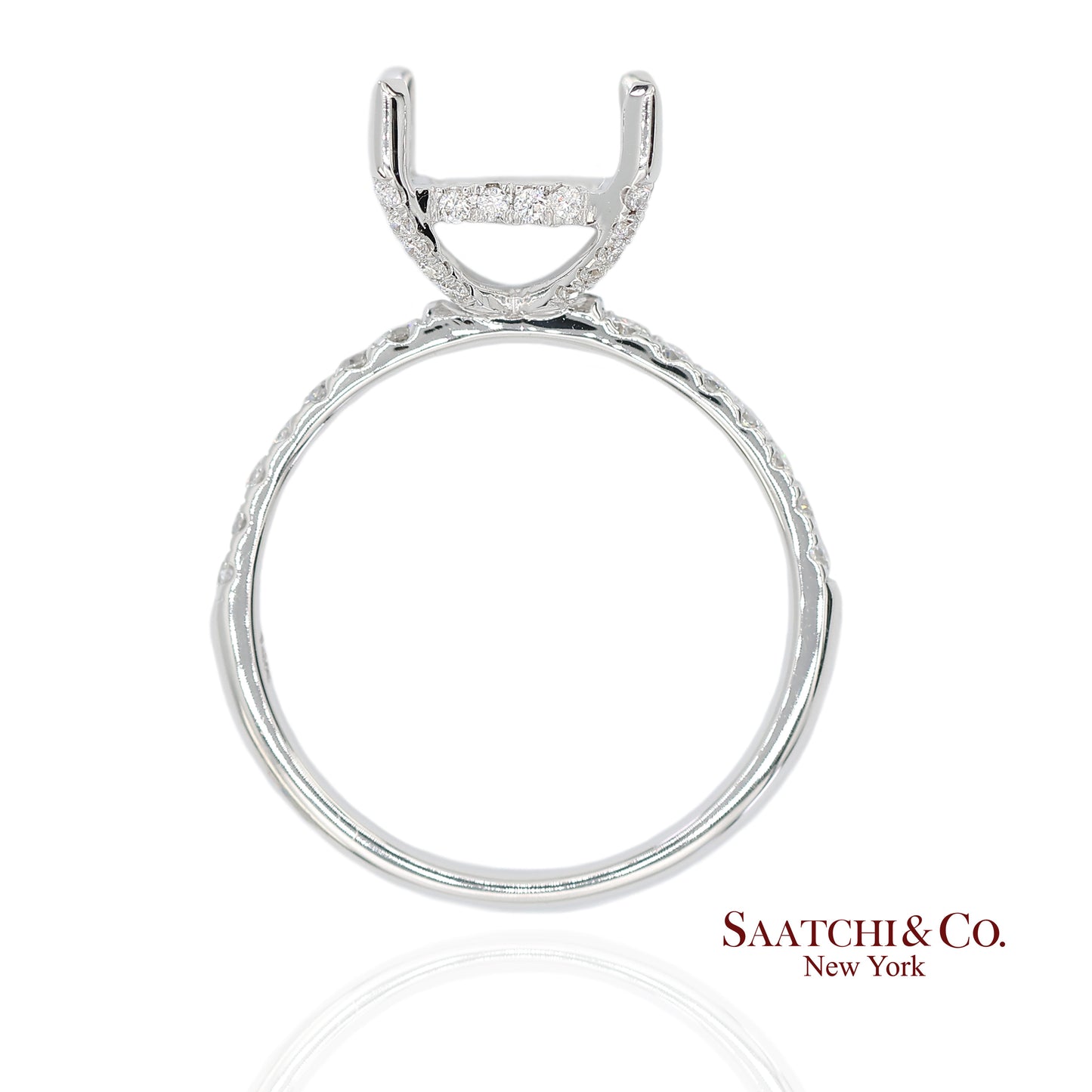 14K (585) White Gold Lab CVD Brilliant Diamond Semi Mount Ring Size 7