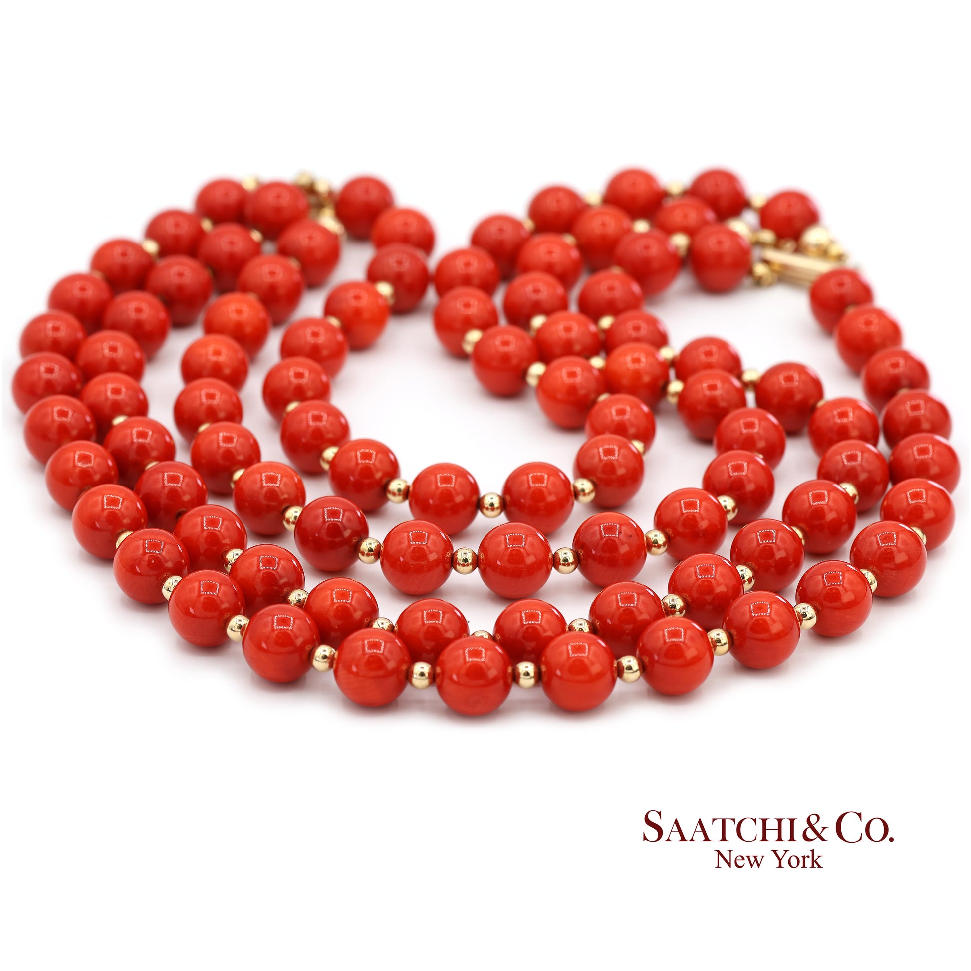 14K(585) Solid Yellow Gold Coral Necklace
