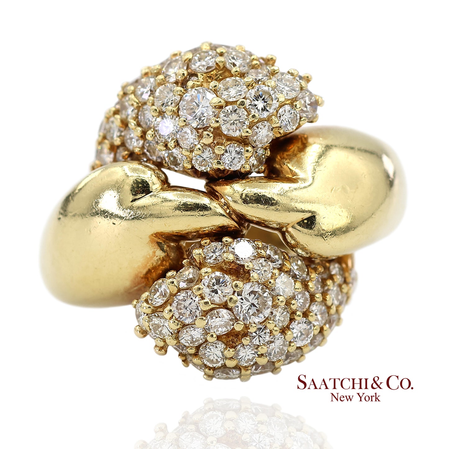 18K (750) Yellow Gold Natural Diamond Jose Hess Vintage Designer Ring