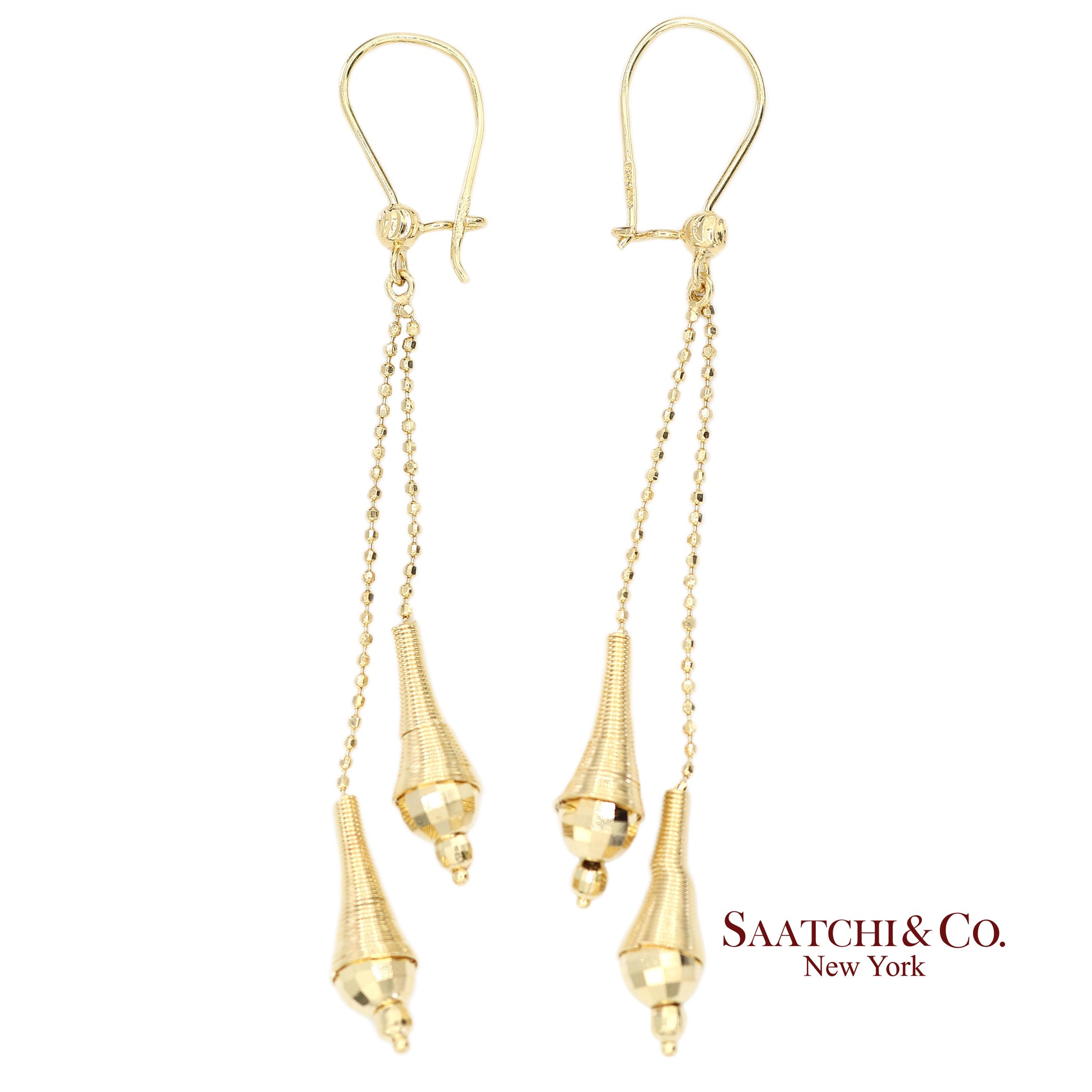 18K (750) Yellow Gold Drop Dangling Earrings