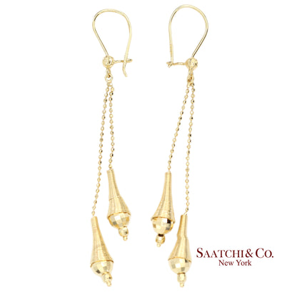 18K (750) Yellow Gold Drop Dangling Earrings