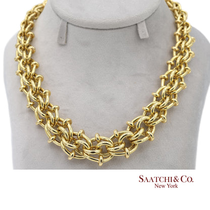 18K(750) Solid Yellow Gold Graduated Byzantine Chain Necklace