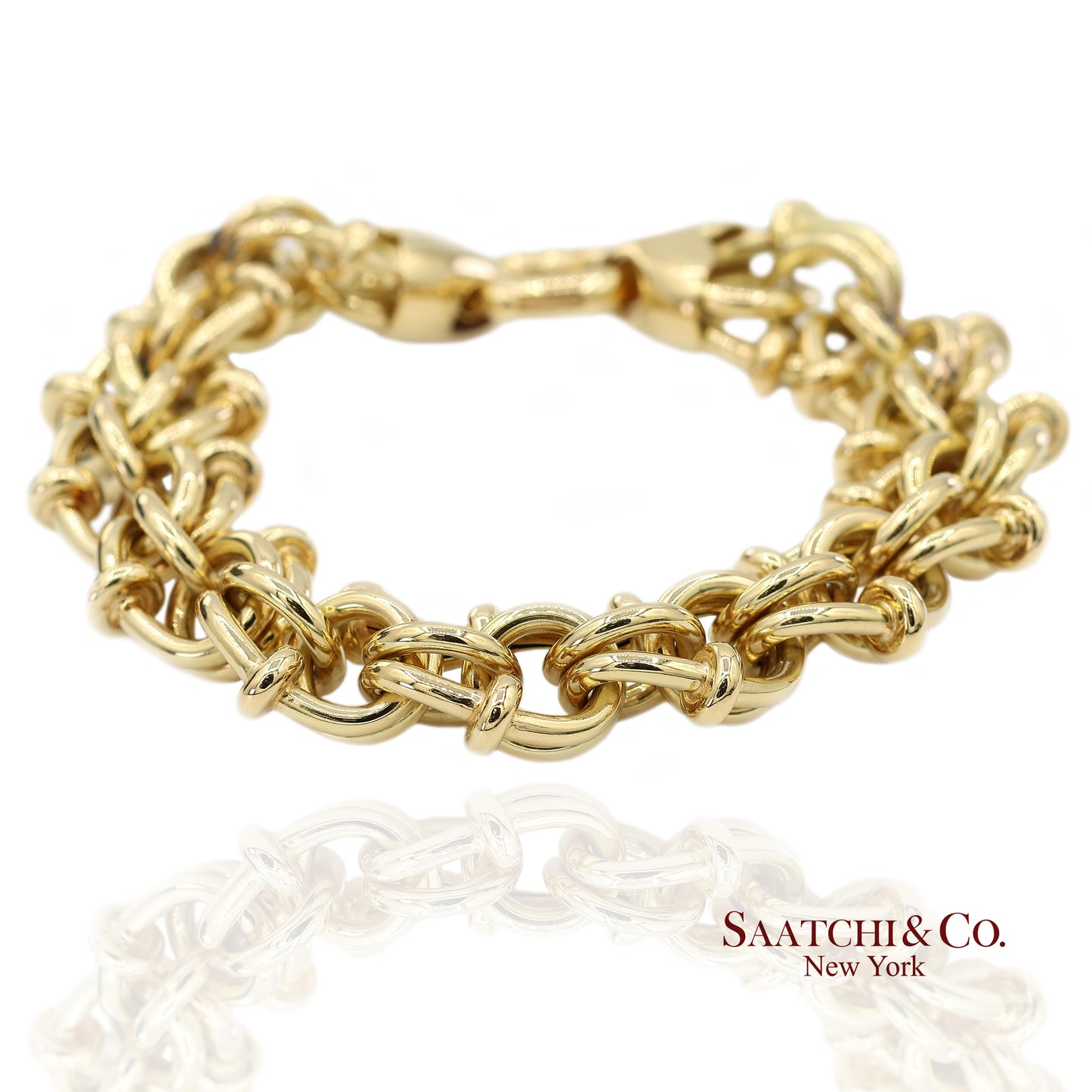 18K(750) Solid Yellow Gold Byzantine Chain Bracelet