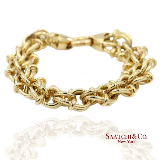 18K(750) Solid Yellow Gold Byzantine Chain Bracelet