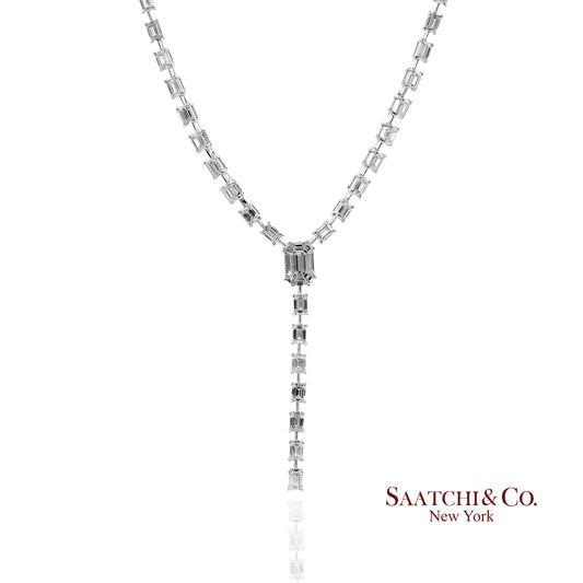 18K(750) White Gold Natural Diamond Pie Cut Necklace