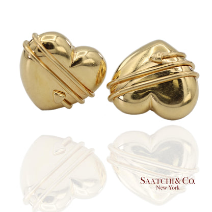 Tiffany & Co. Vintage 18K(750) Yellow Gold Arrow Wrapped Heart Shape Earrings