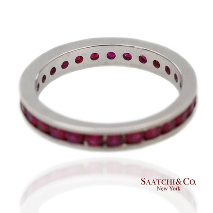 14K(585) Solid White Gold Hand Milgrain Band Ring