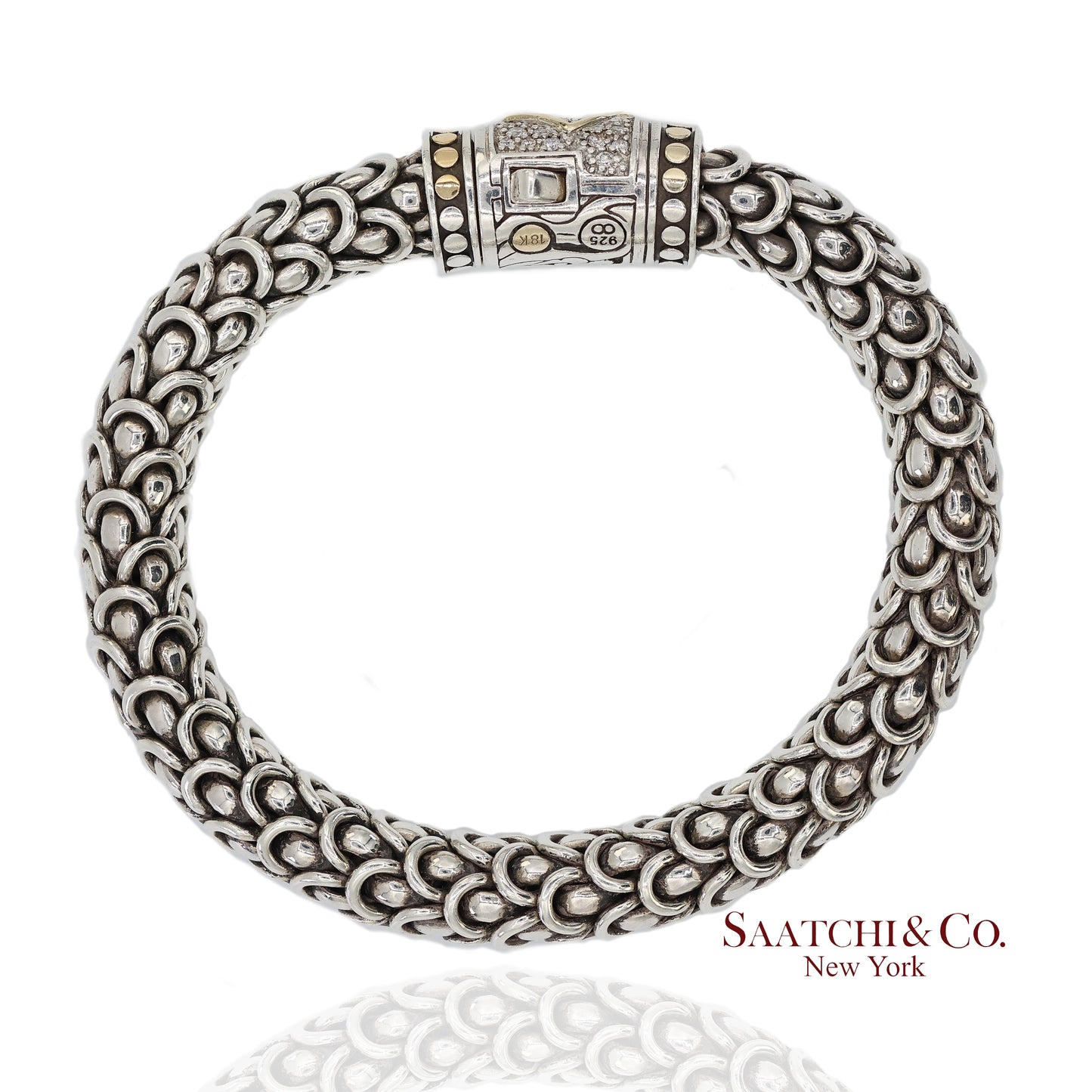 Vintage 18K Yellow Gold John Hardy Legends Naga Sterling Silver Bracelet