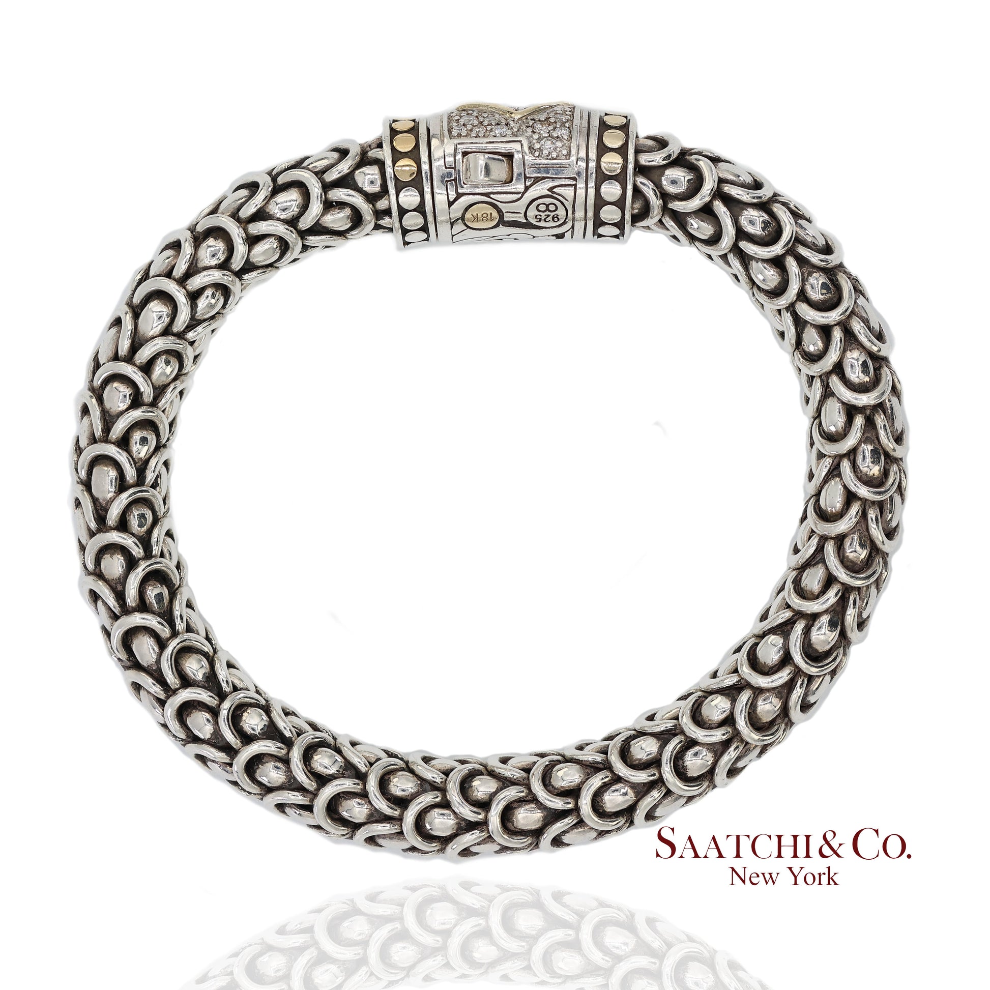 Vintage 18K Yellow Gold John Hardy Legends Naga Sterling Silver Bracelet